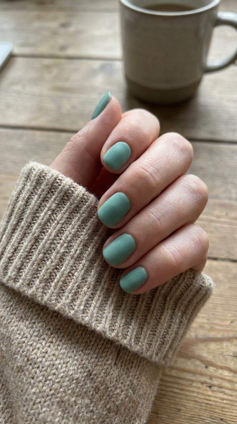 Seafoam Green Matte Finish Nails