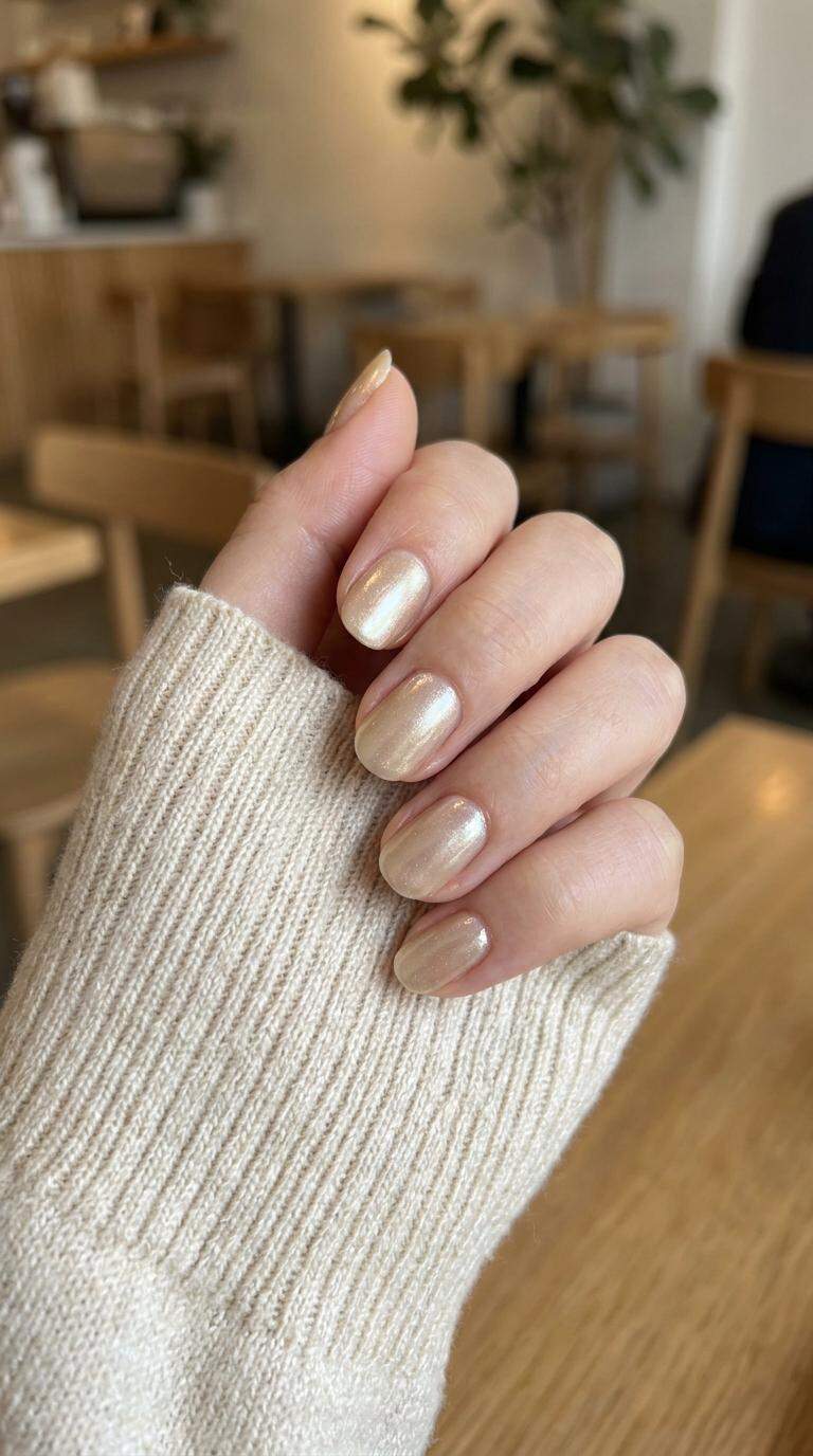 Shimmery Champagne Nails