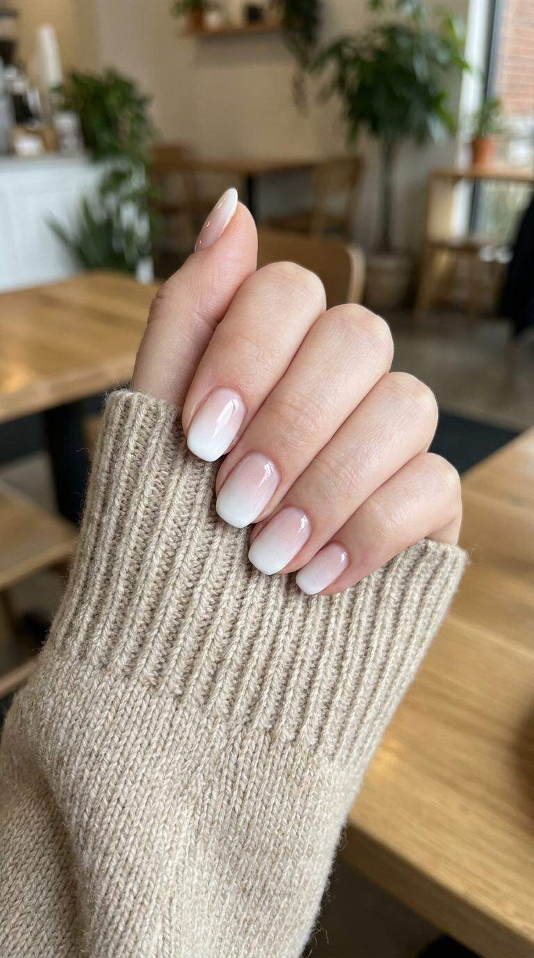 Snow White Ombre Nails