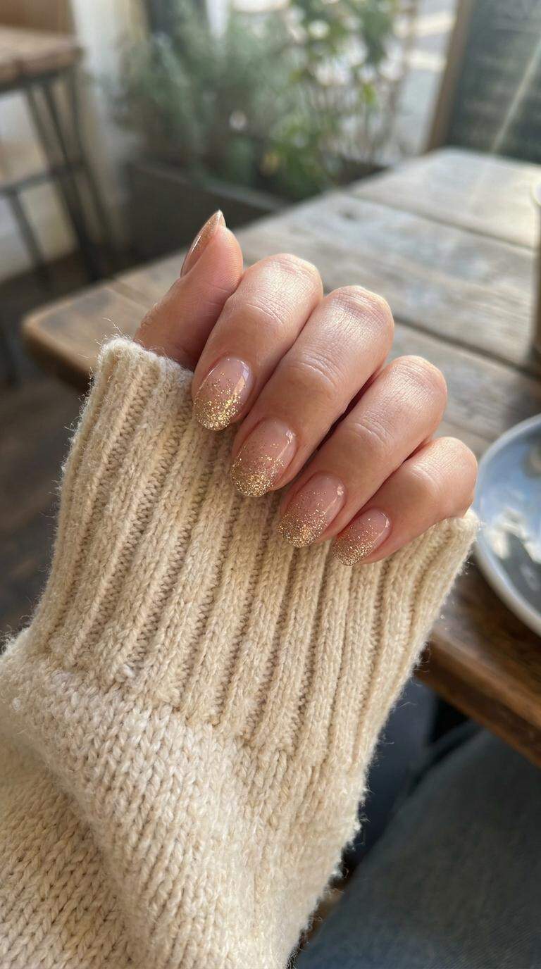 Soft Gold Glitter Tips