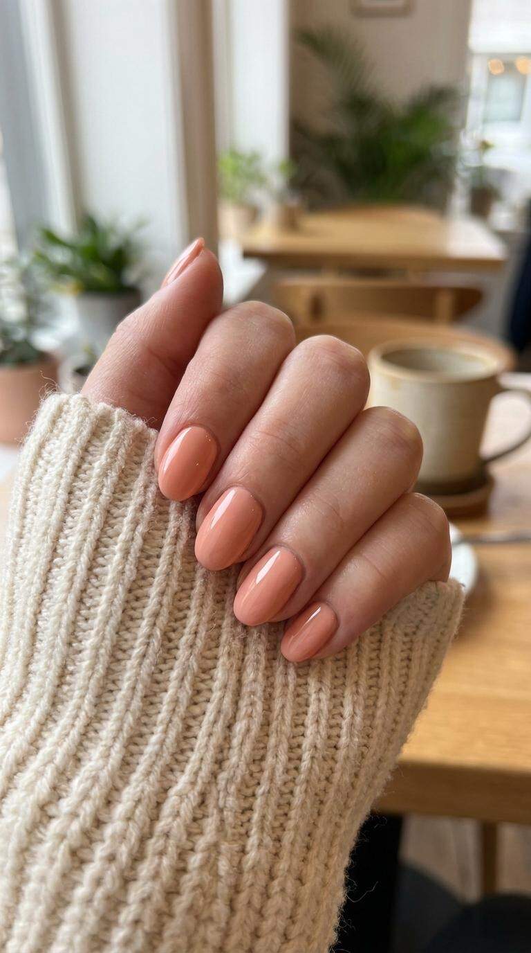 Soft Peach Gel Nails