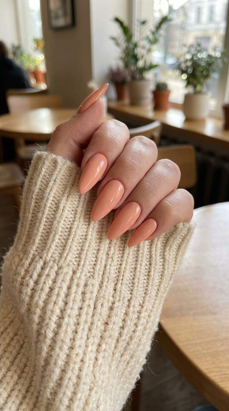 Soft Peach Stiletto Nails