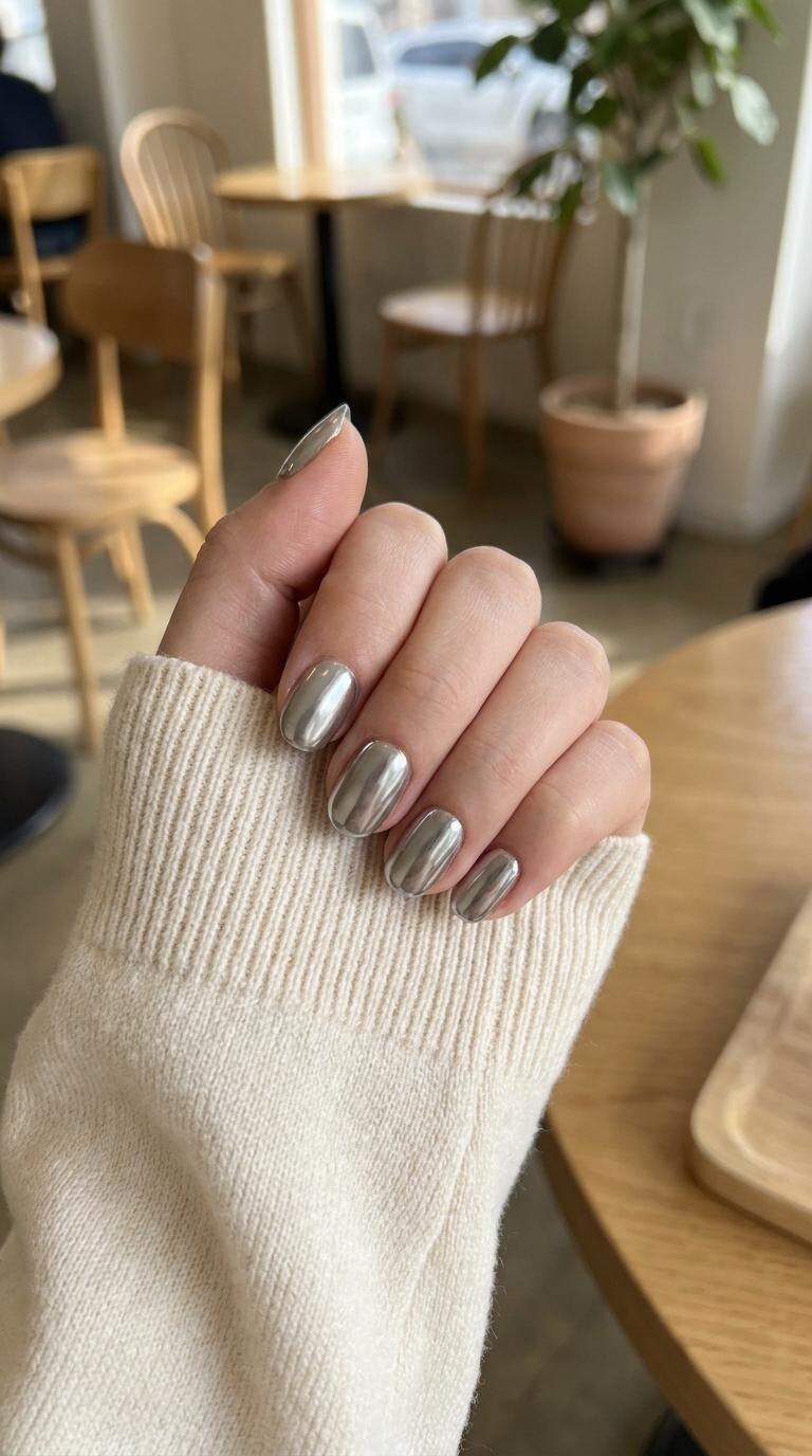 Solid Chrome Nail Art