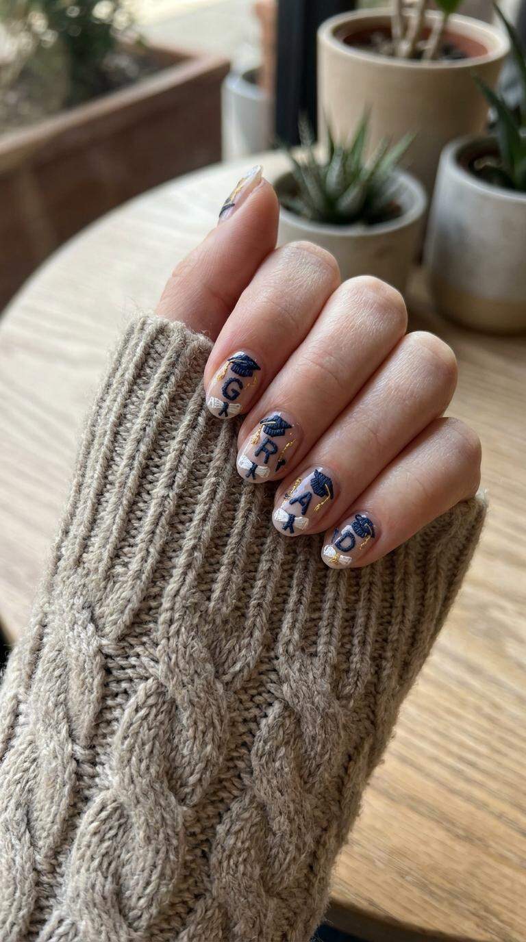 Stitched Letter Grad Nails