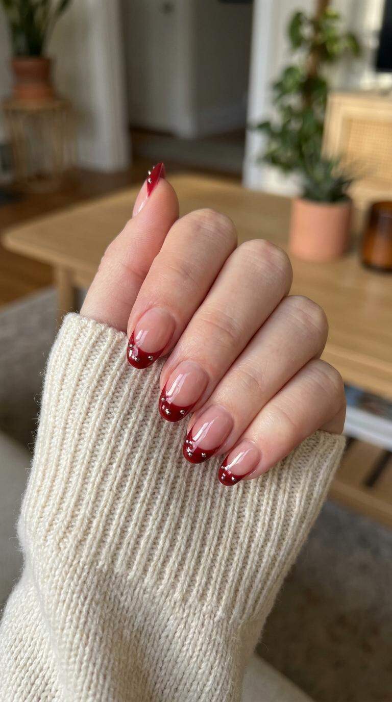 Studded Red French Tips