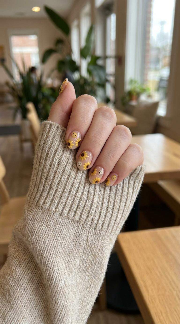 Sunflower Smile Nails