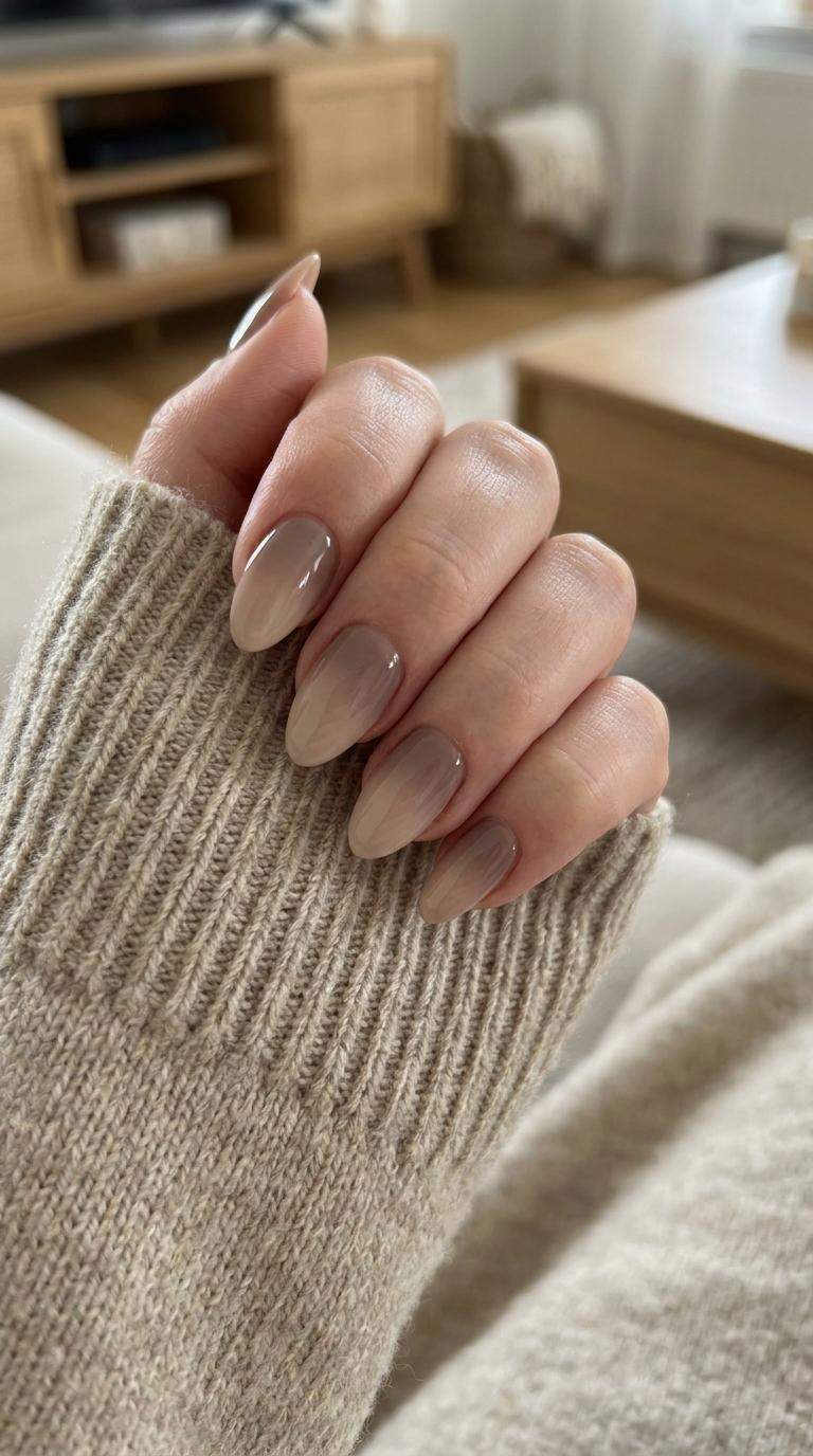 Taupe and Beige Ombre Nails
