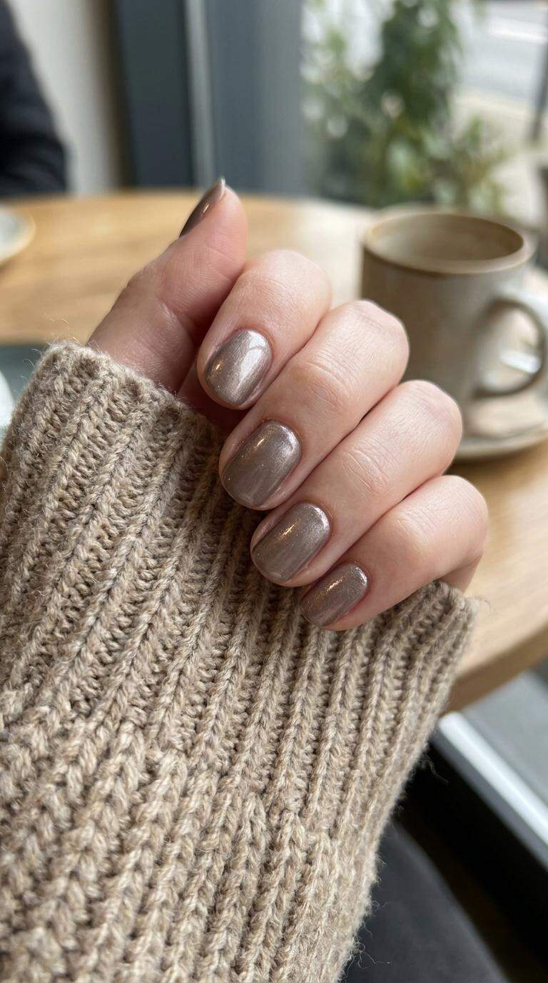 Taupe Metallic Nail Look