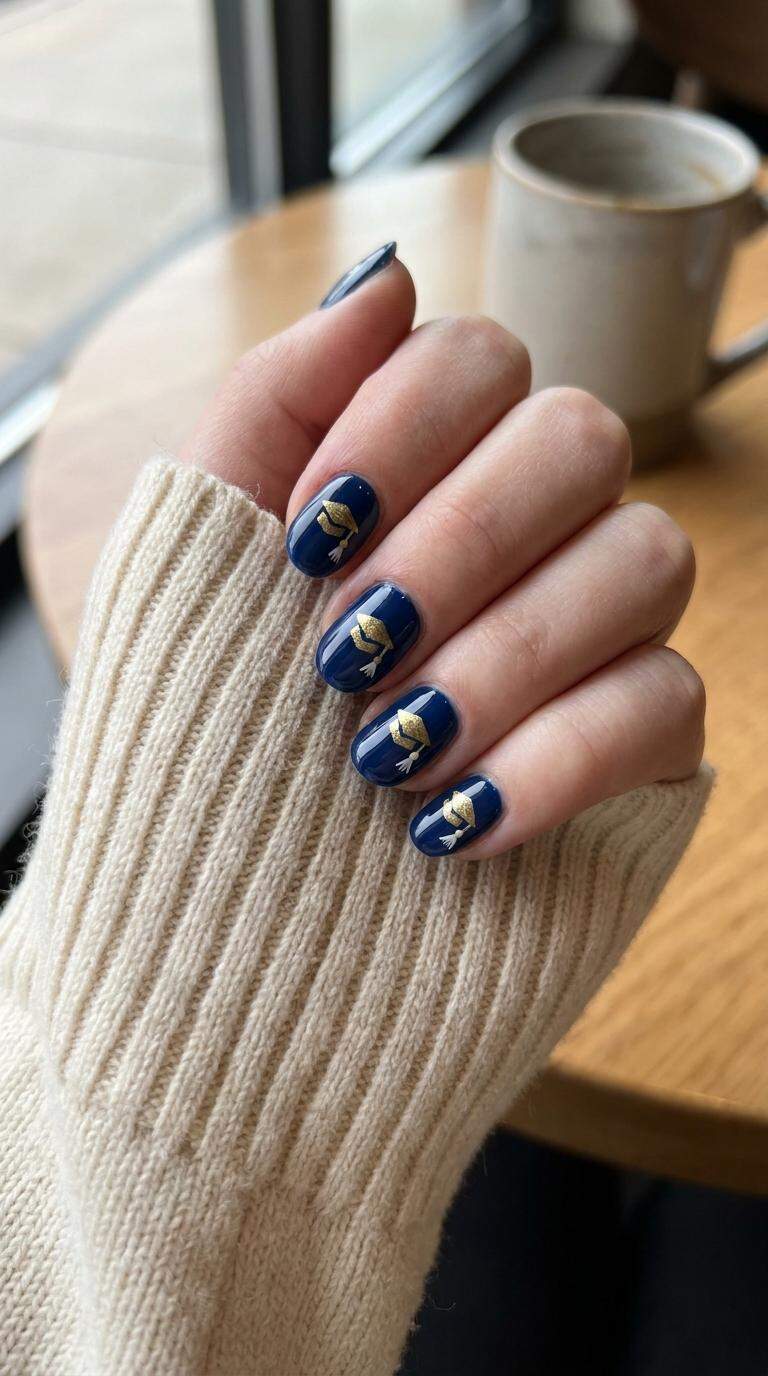 Tiny Grad Hat Nail Art