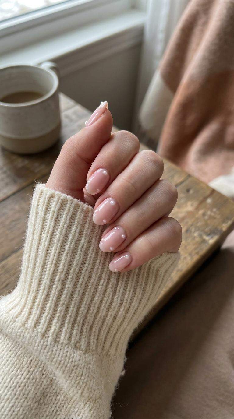 Tiny Pearl Accented Nails