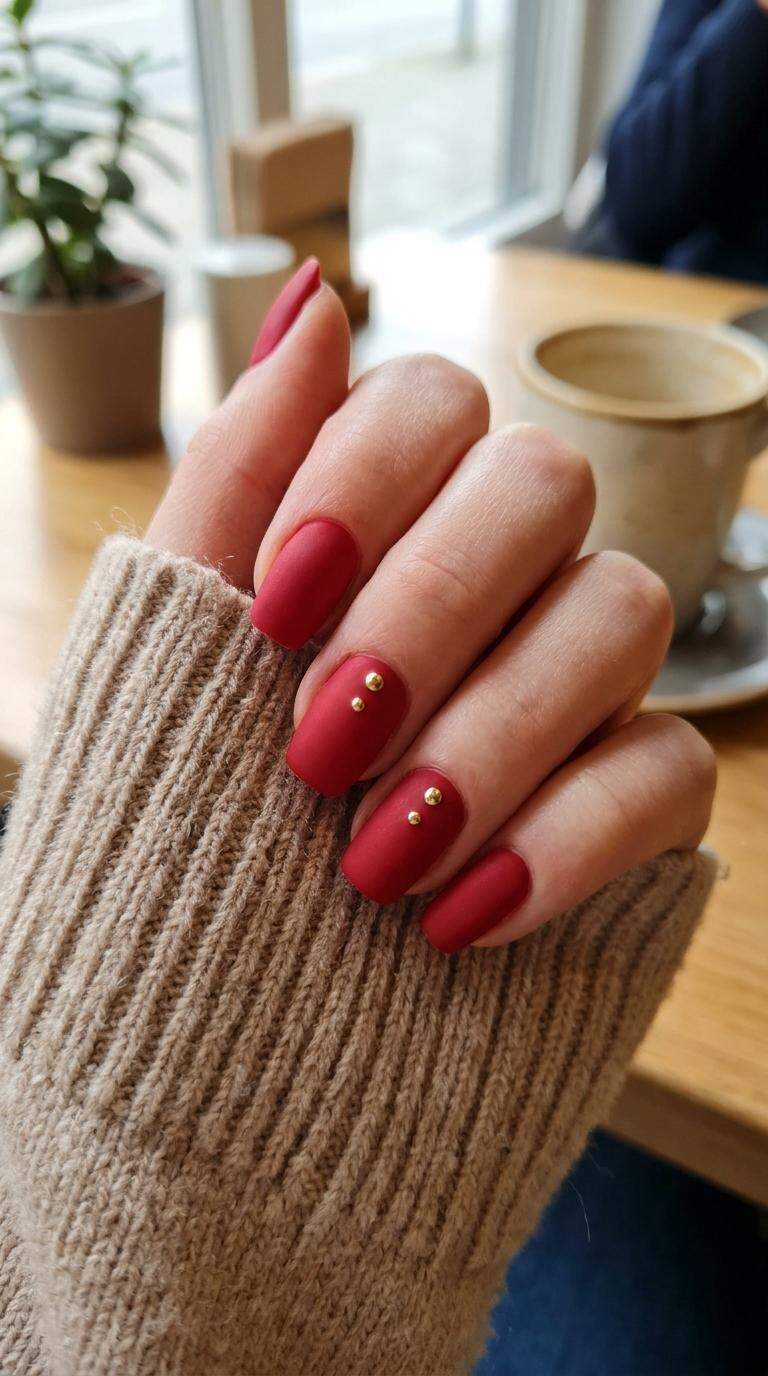 Tiny Studs on Matte Red