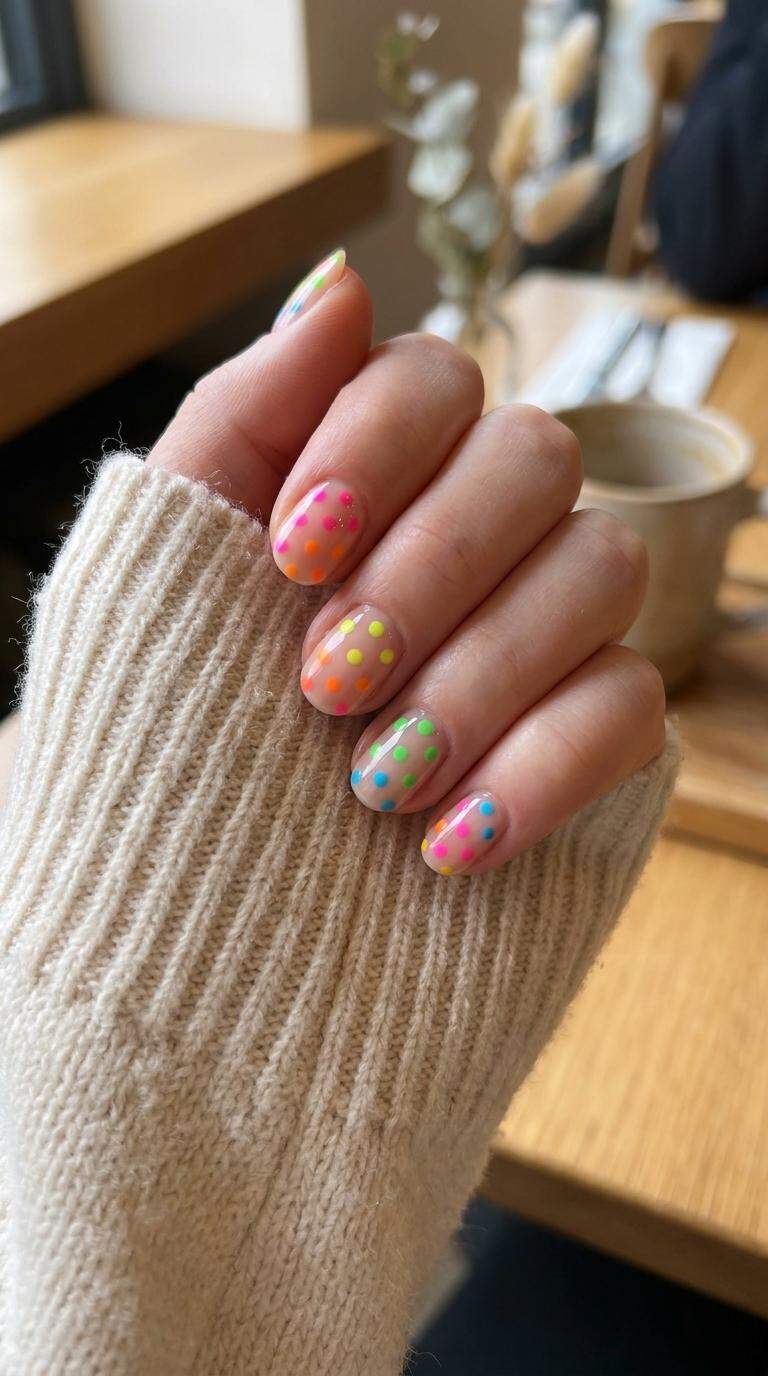 Trendy Neon Polka Dot Nail
