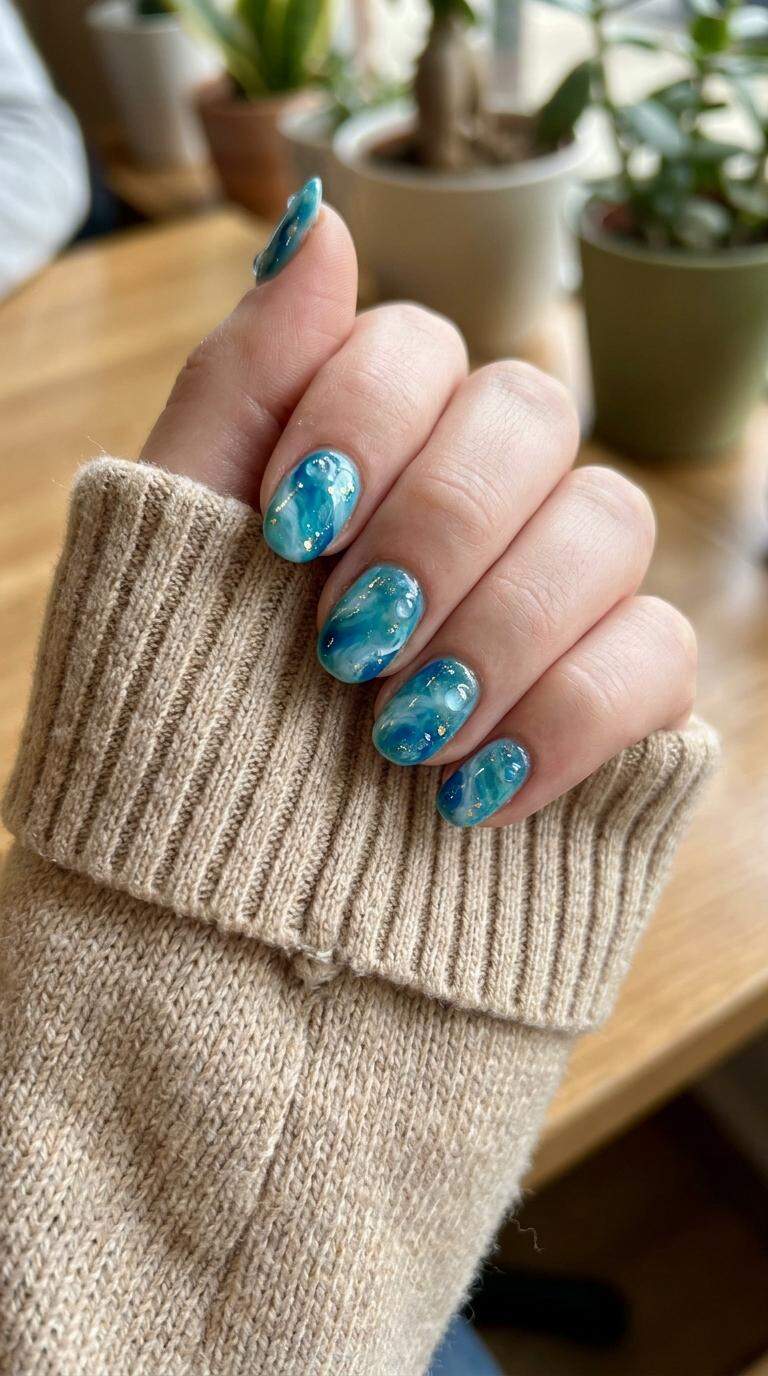 Turquoise Ocean Nails