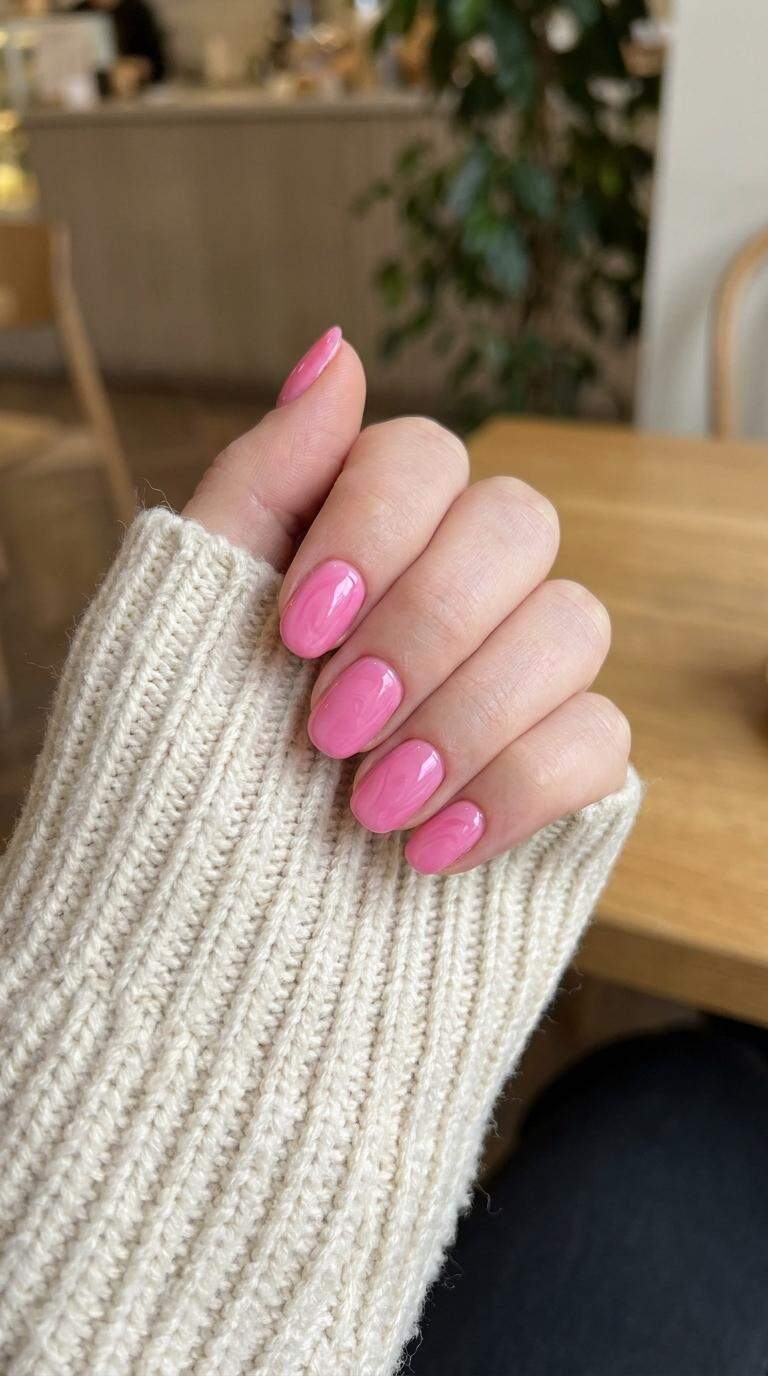 Vibrant Bubblegum Pink Nail Art