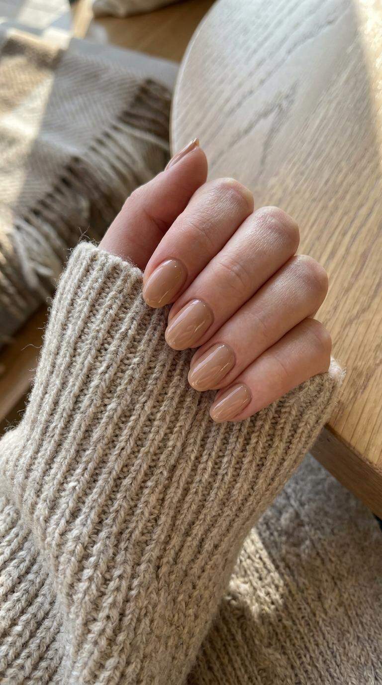 Warm Beige Gel Nails