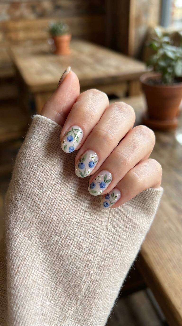 Watercolor Blueberry Flowers