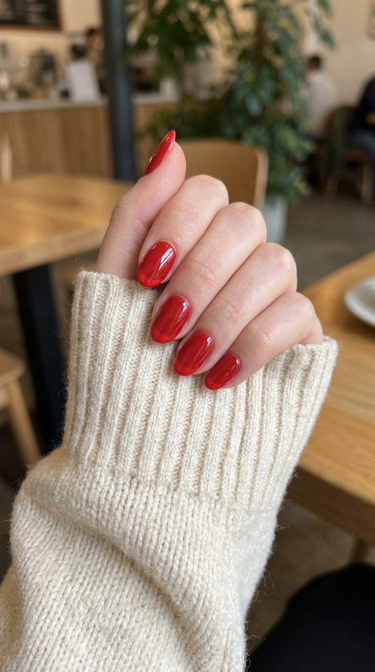 Wildfire Red French Tip Nails