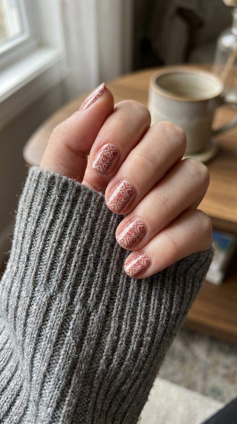 Casual Red Stamping Nails