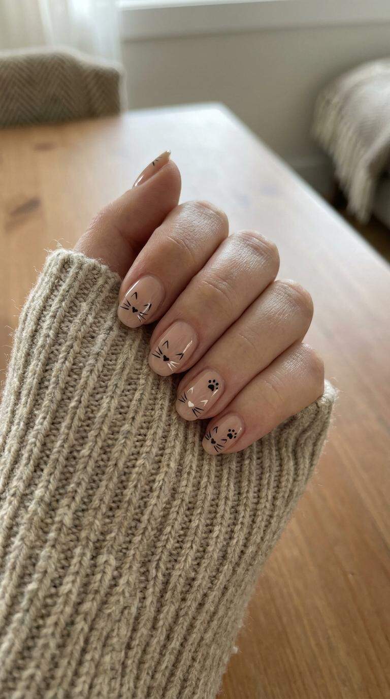 Cat Whisker Nail Art Design