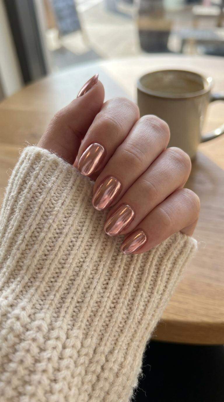 Chrome Rose Gold Nails