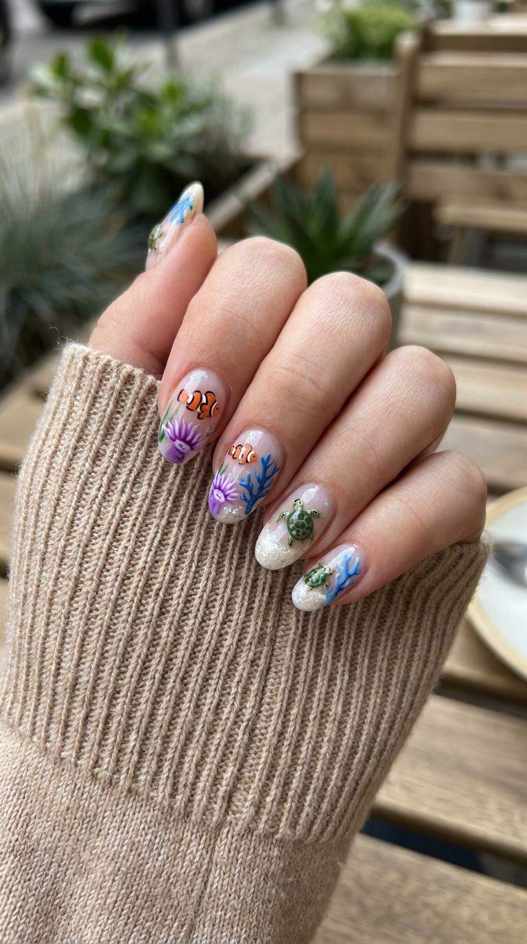 Coral Reef Nail Art