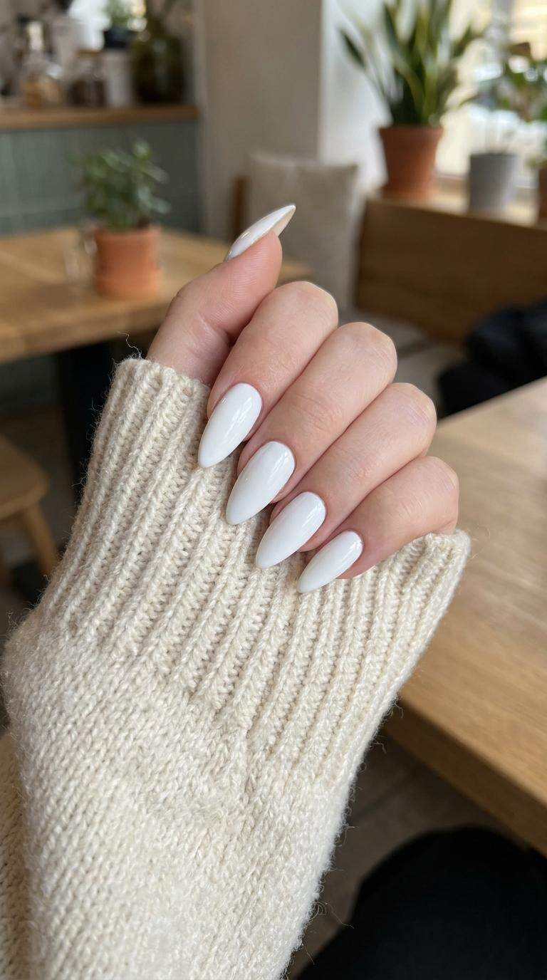 Crisp White Stiletto Nail Set