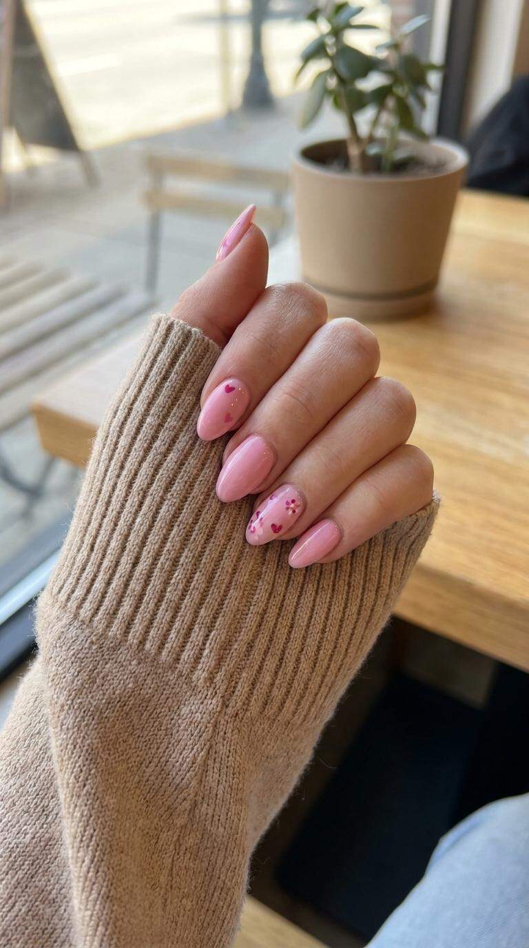 Cute Pink Almond Nails