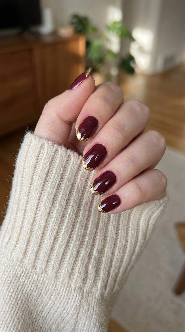 Elegant Burgundy and Gold Tips