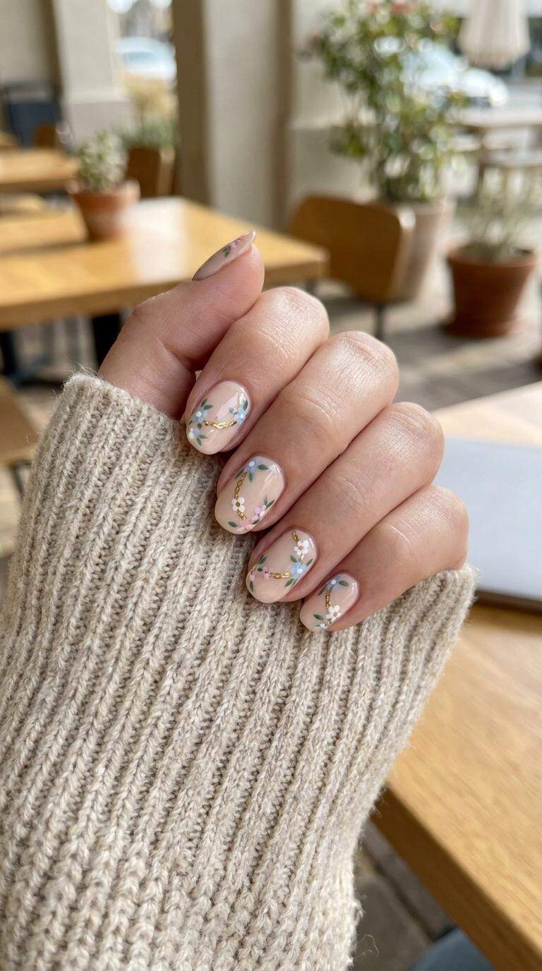 Floral Chain Nail Designs