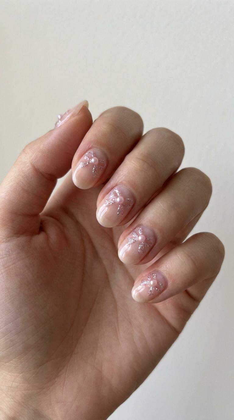 Glitter Bow with Pink Center