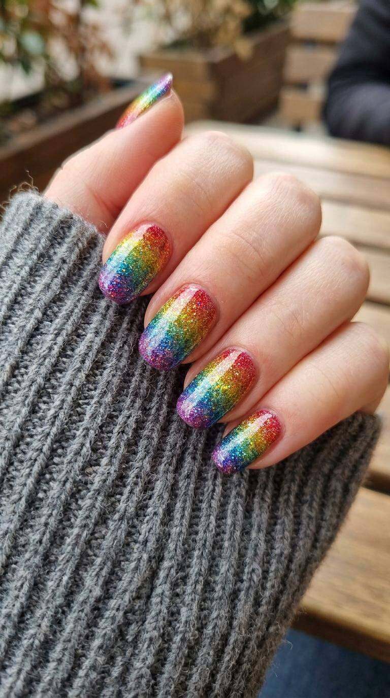 Glitter Rainbow Nails