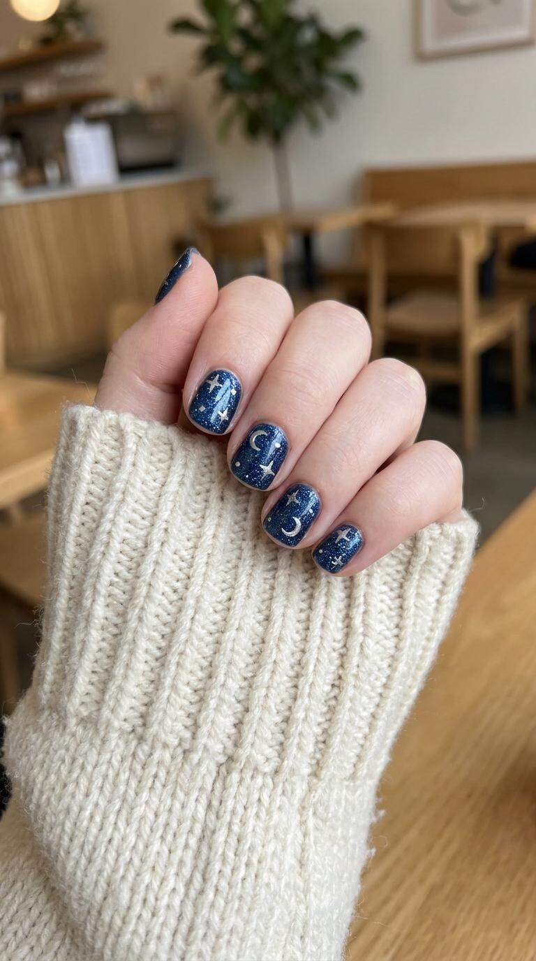 Glittery Blue Nail Polish with