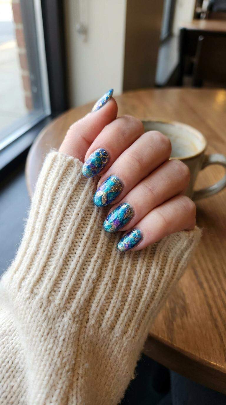 Glittery Mermaid Tail Nails