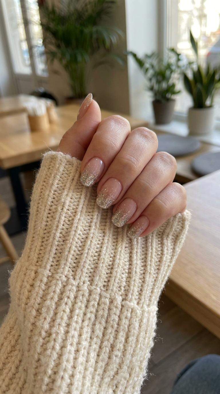 Glittery Ombre Tip Nail