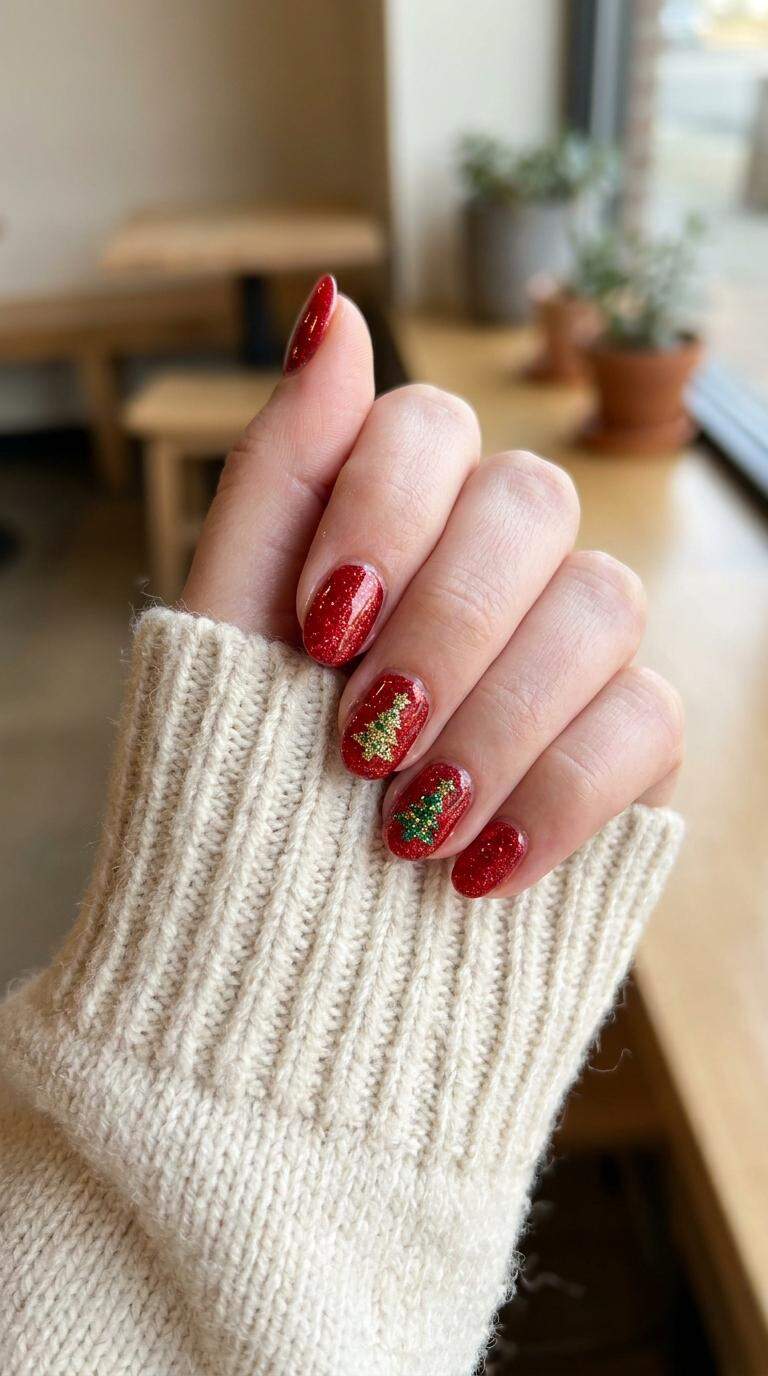 Glittery Red Glitter Christmas Trees