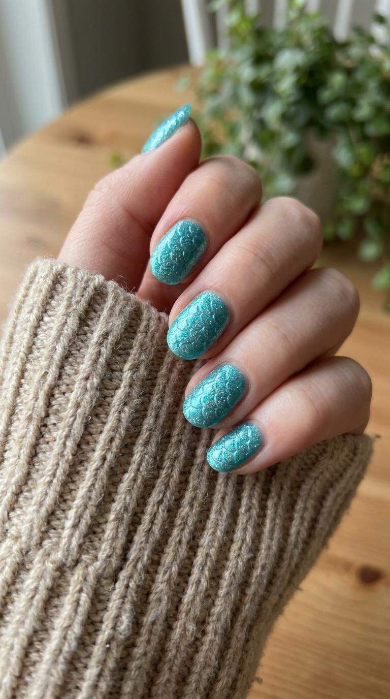 Glittery Turquoise Glitter Fish Scales