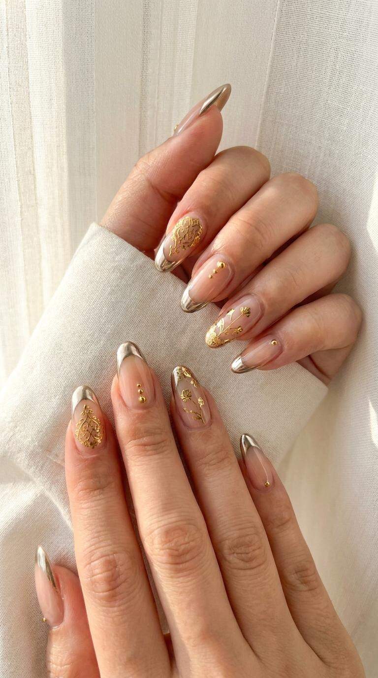 Gold Sticker Nail Art