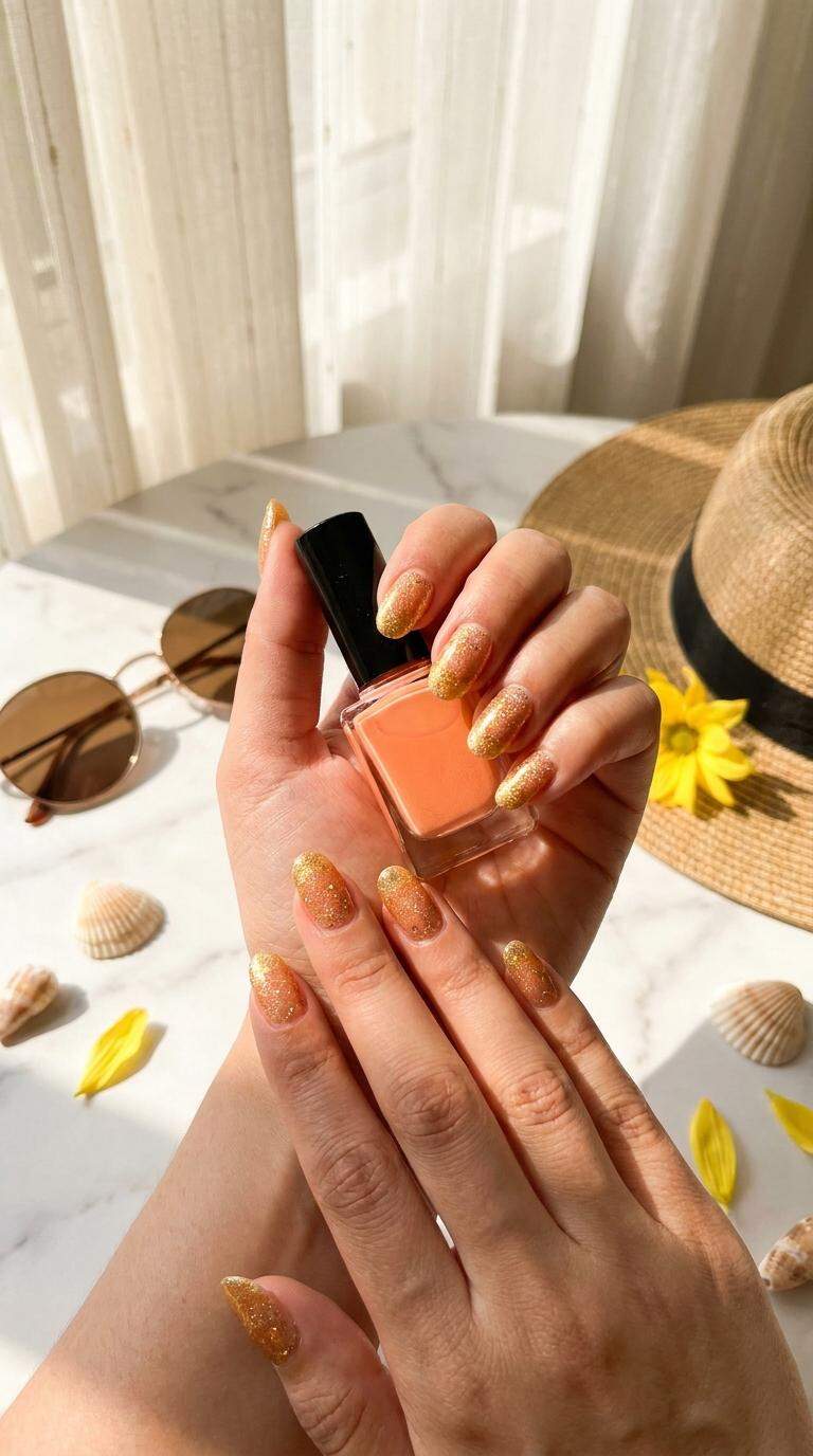Golden Honey Glitter Tips