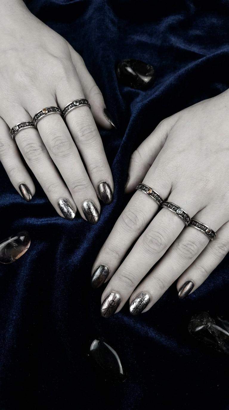 Gothic Sterling Silver Eternity Bands