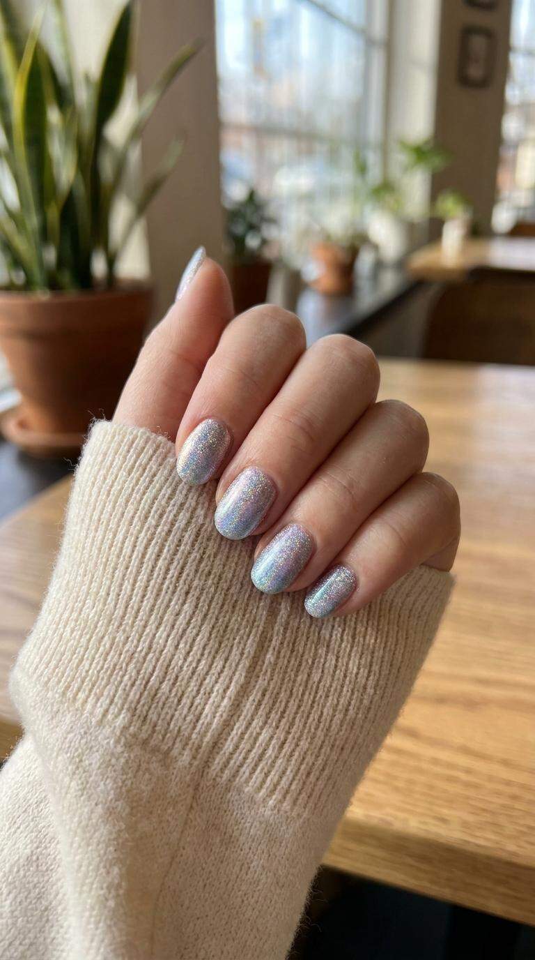 Holographic Glitter Ombre Nails