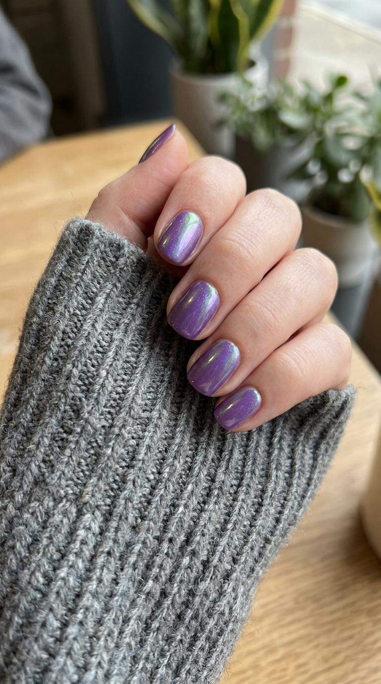 Iridescent Purple Nails
