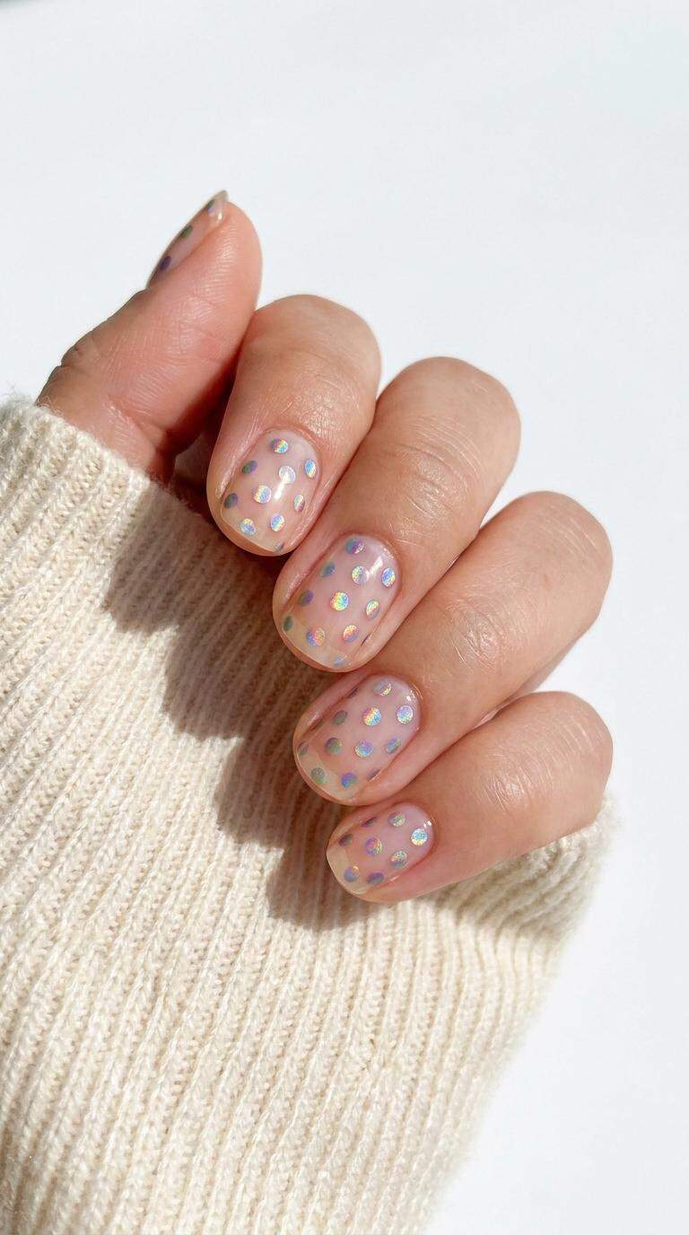 Iridescent Rainbow Dots on Gel