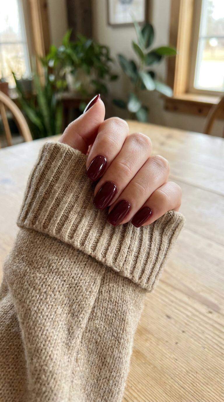 Maroon Acrylic Nail Art