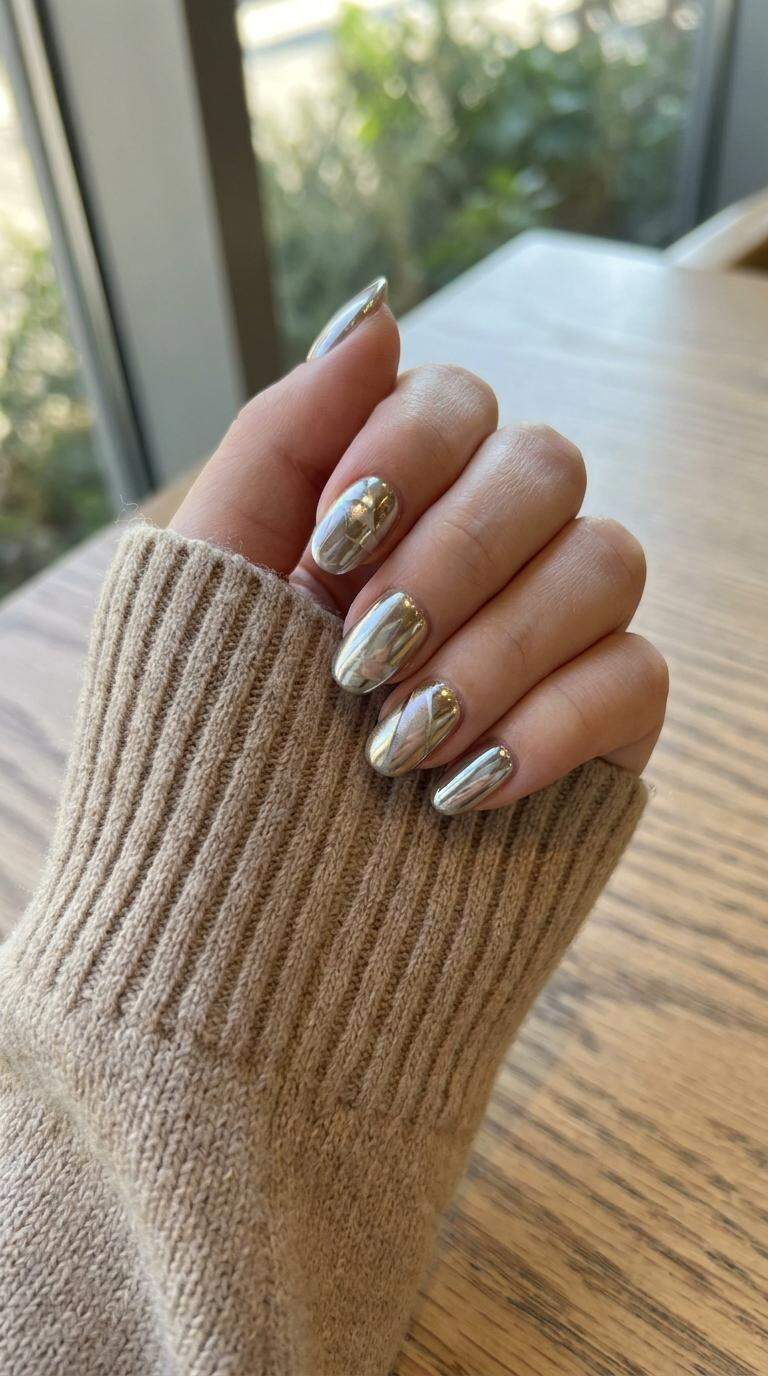 Metallic Chrome Nail Designs with