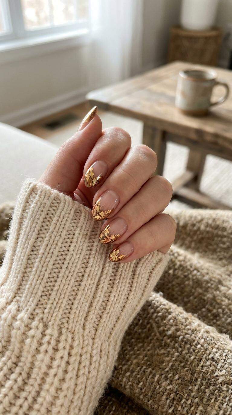 Metallic Leaf Tip Nail