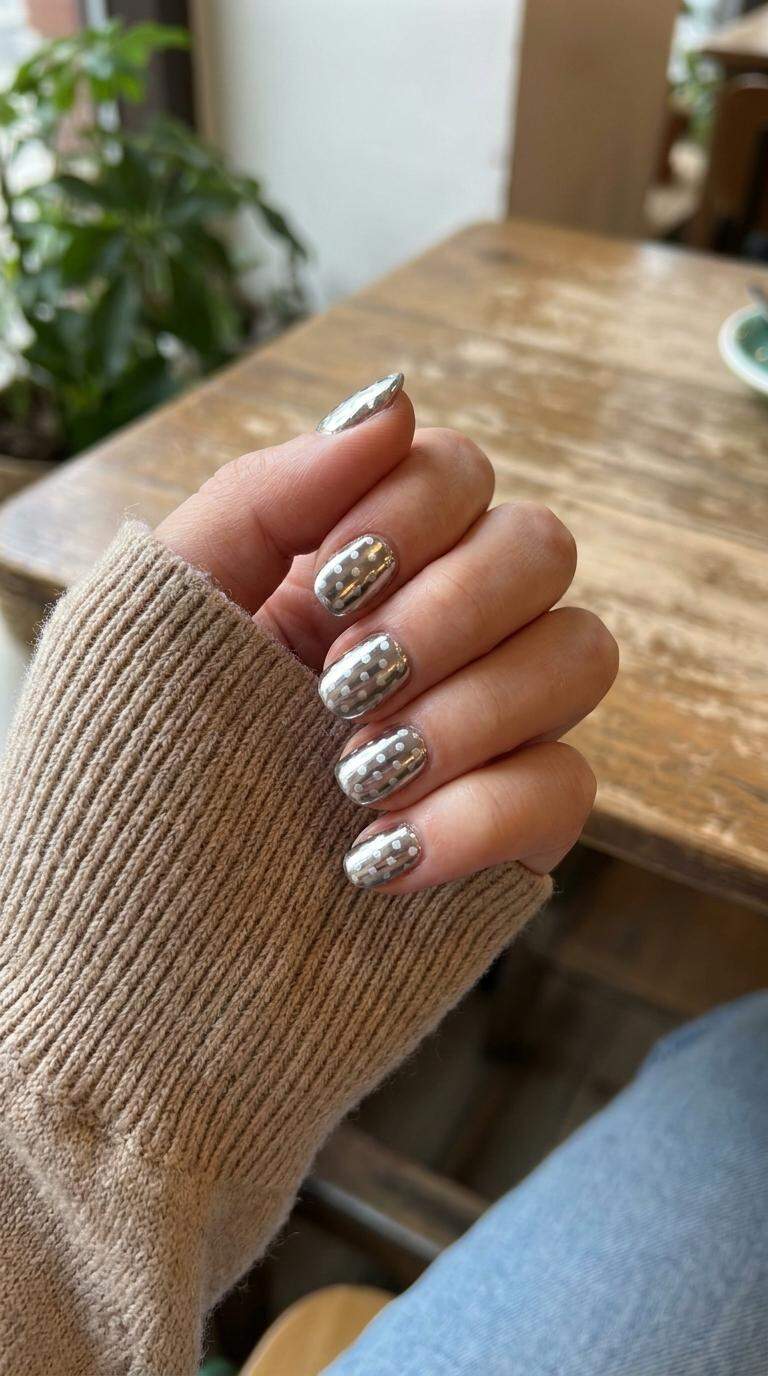 Mini Polka Dot Chrome Nails