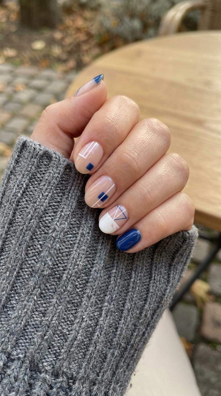 Minimalist Blue and White Geometric
