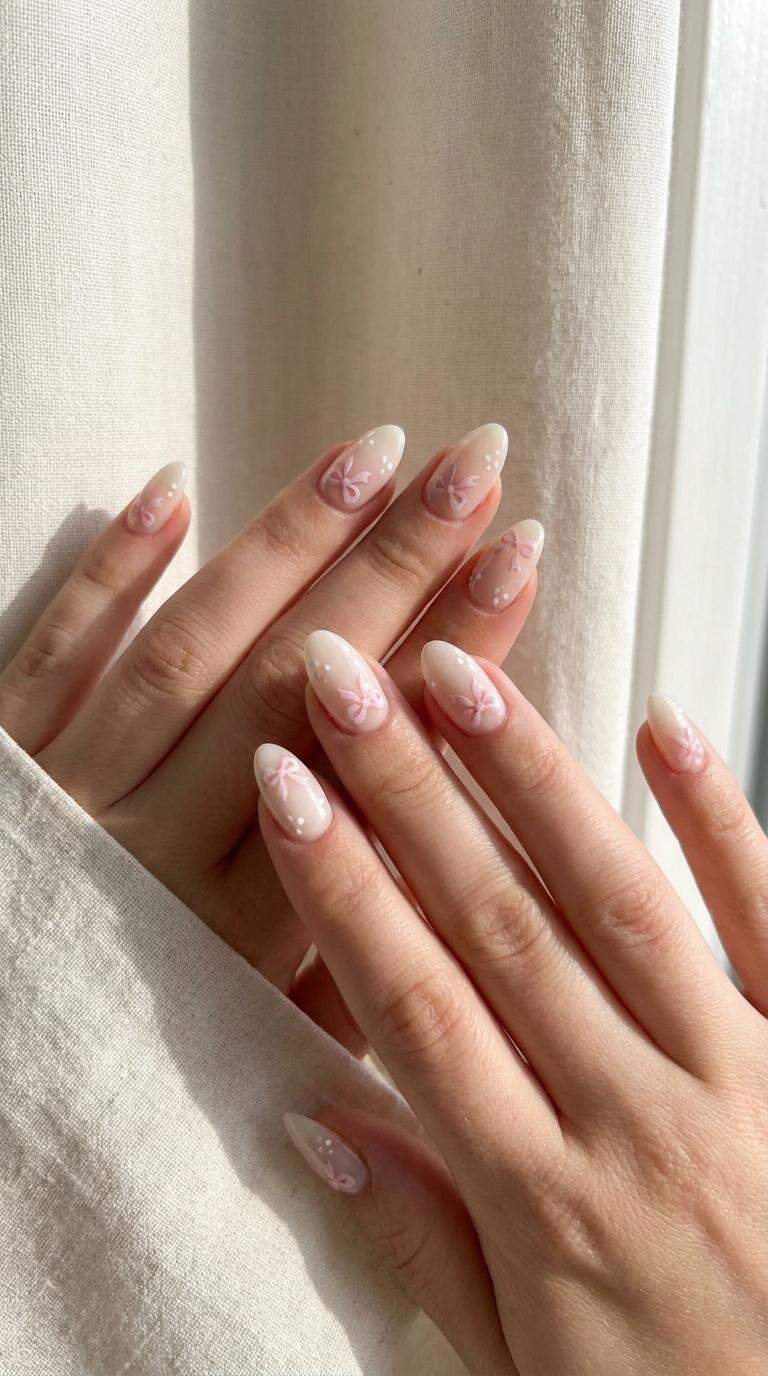13 Unique Aesthetic Pink and White Nail Bow Designs