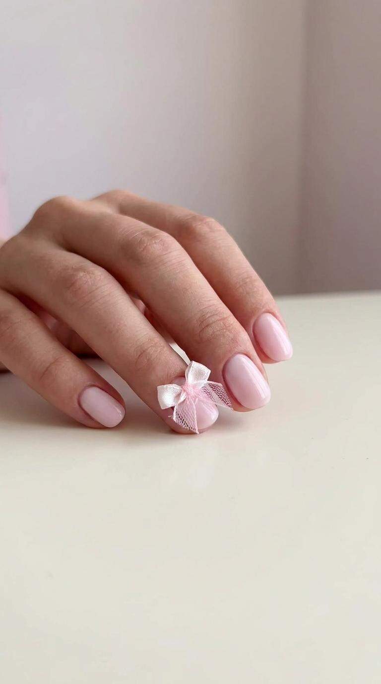 Nail Bow with Tulle Accents