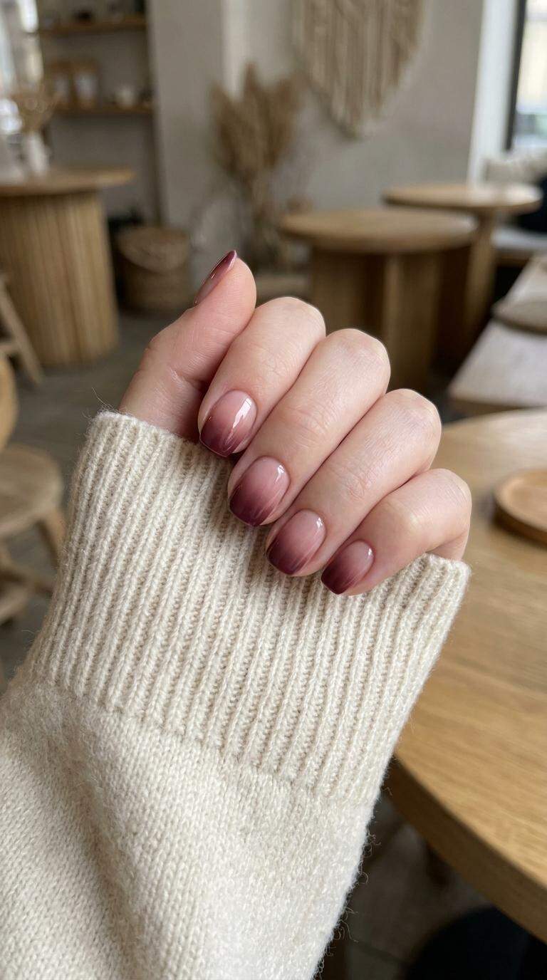 Nude Pink and Burgundy Ombre